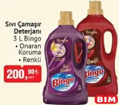 BİNGO SIVI ÇAMAŞIR DETERJANI 3 LT